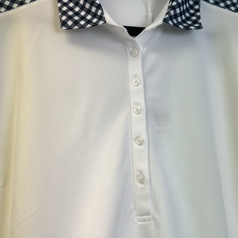 Lady Hagen women’s NWT desert getaway print block short sleeve polo gingham 2X - Picture 2 of 11